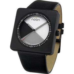 Black IP Steel Case Black Leather Band Noon Watch